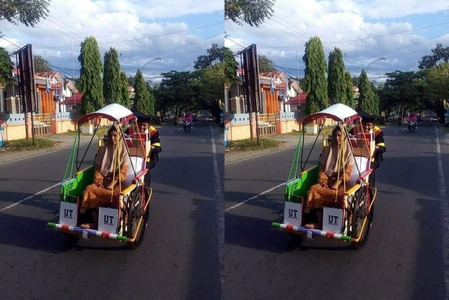 Bekerja sebagai Tukang Becak Pemuda ini Berhasil jadi Sarjana Muda