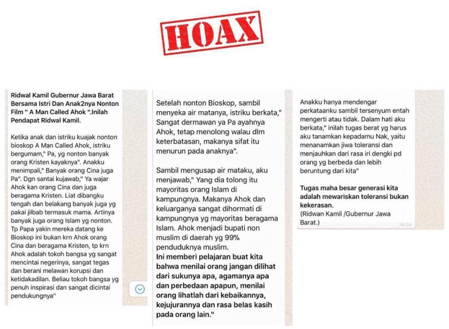 Beredar Pesan Hoax Catut Nama Ridwan Kamil Soal Film A Man Called Ahok
