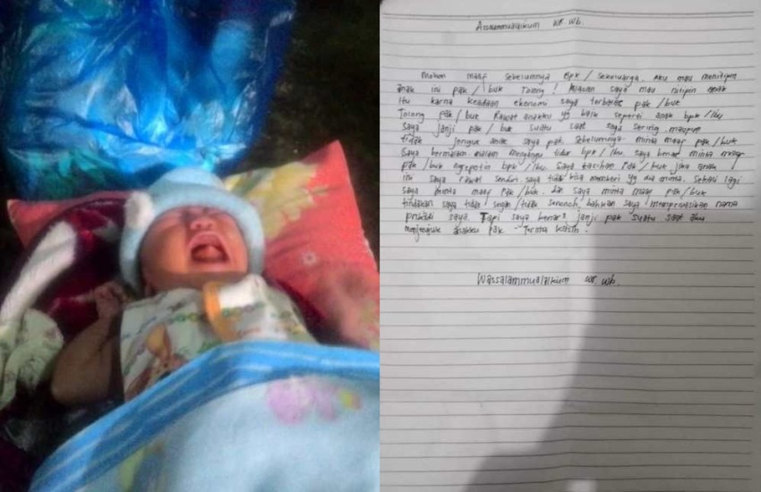 Ditemukan di Teras Rumah Warga Orangtua Bayi ini Selipkan Sepucuk Surat