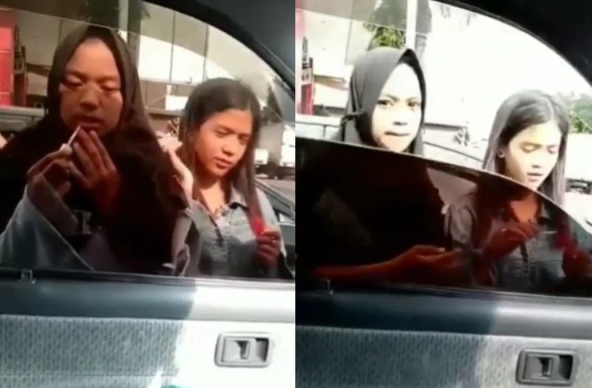 Lagi Asyik Dandan di Depan Kaca Jendela Mobil yang Terjadi pada Dua Bocah ini Endingnya Bikin Ngakak