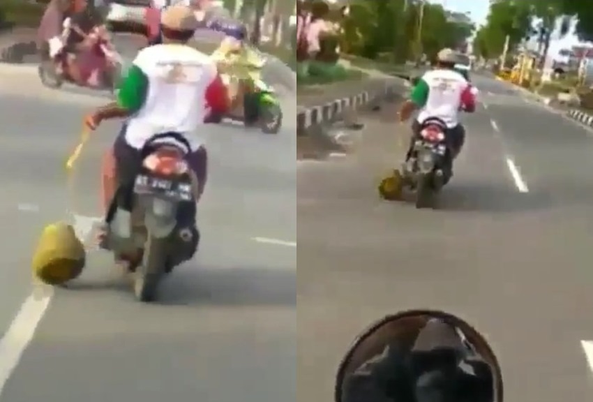 Nggak Habis Pikir Pria ini Seret Tabung Gas 3 Kg Pakai Motor Videonya Viral