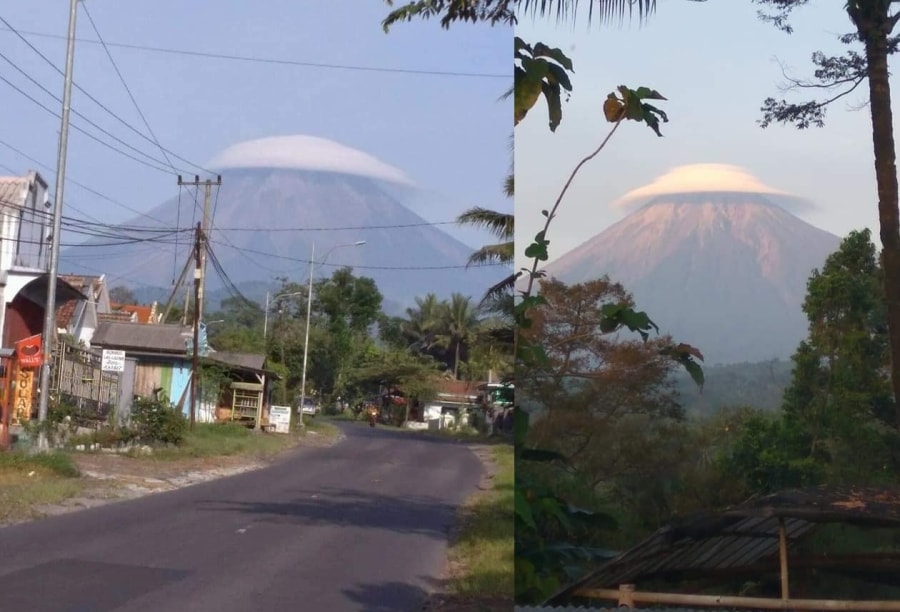 Tertinggi di Pulau Jawa Penampakan Gunung Semeru Pakai Topi Viral