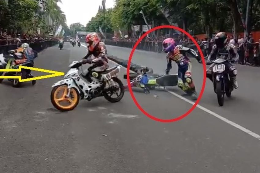 Viral Video Dua Pembalap Adu Jotos di Road Race Bojonegoro