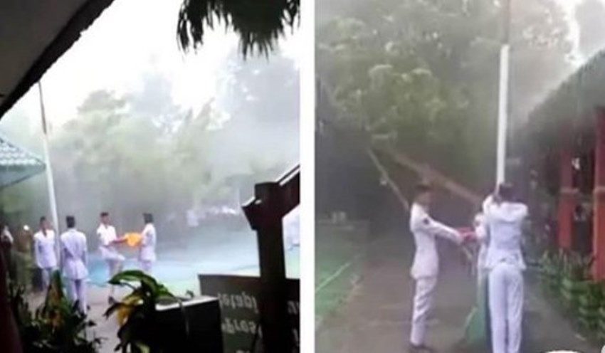 Beredar Video Anggota Paskibra Lanjutkan Pengibaran Ditengah Guyuran Hujan dan Angin Kencang