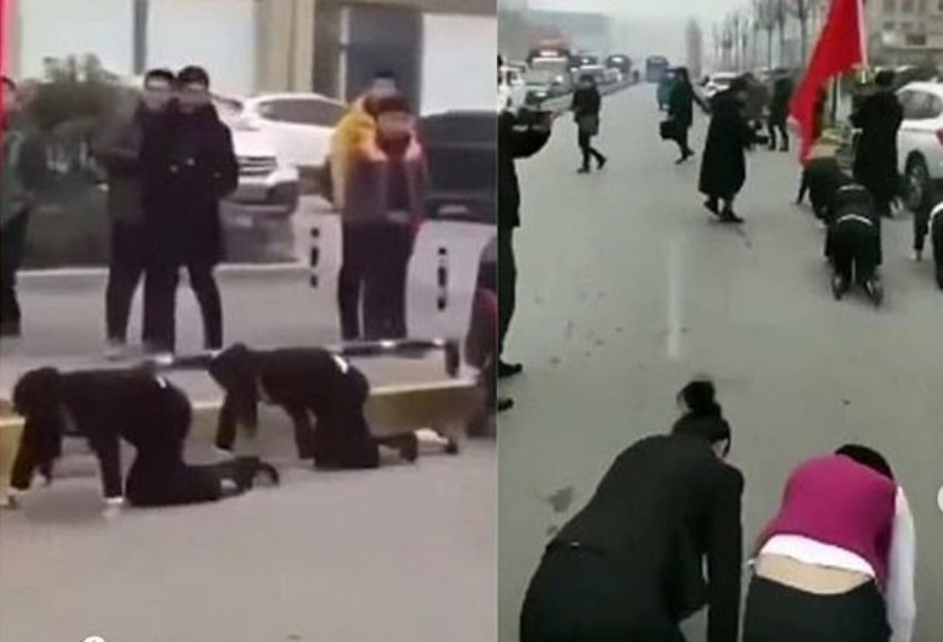 Gagal Capai Target Sejumlah Karyawan di China Dihukum Jalan Merangkak Depan Umum