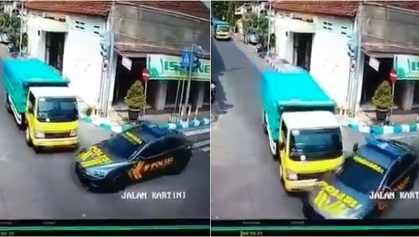 Viral Video Truk Tabrak Mobil Polisi Pengawal Tahanan di Mojokerto Kalau Gini Siapa yang Salah
