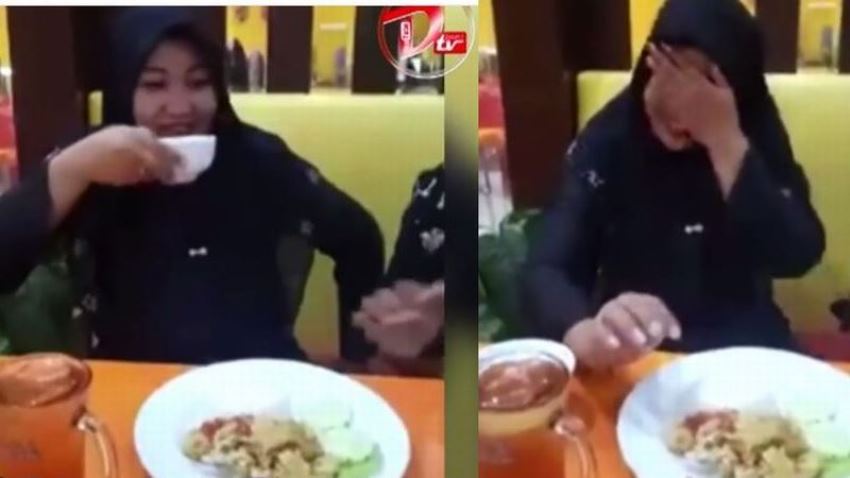 Gara Gara Keasyikan Ngobrol Ibu ini Gak Sadar Minum Air Kobokan