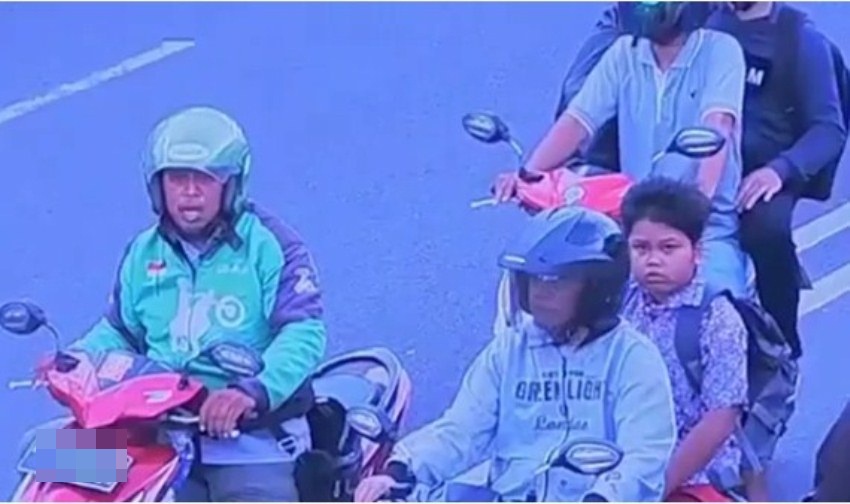 Anaknya Tak Pakai Helm Bapak ini Ditegur Petugas ATCS Ekspresi Driver Ojol Bikin Salfok