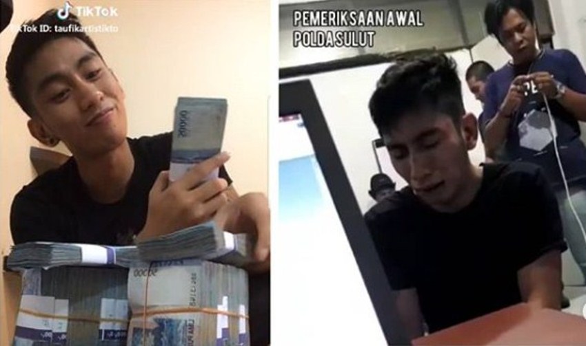 Pamer Uang Hasil Curian di Tik Tok Pria ini Nangis saat Dibekuk Polisi