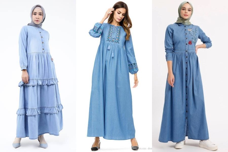 Referensi Long Dress Bahan Denim yang Menarik