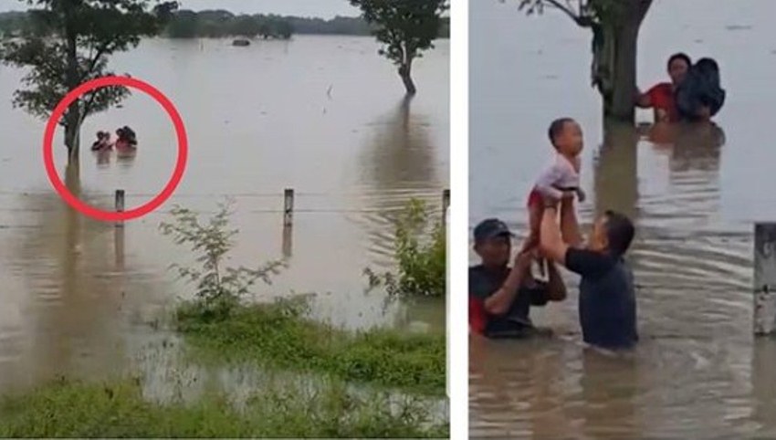 Tolong Satu Keluarga yang Terjebak Banjir Aksi Dua Pengemudi Mobil ini Tuai Pujian