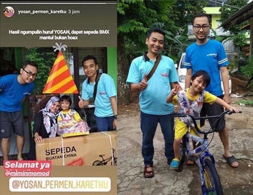 Berhasil Dapatkan Huruf N Pria ini Dapat Hadiah Sepeda BMX dari Permen Yosan