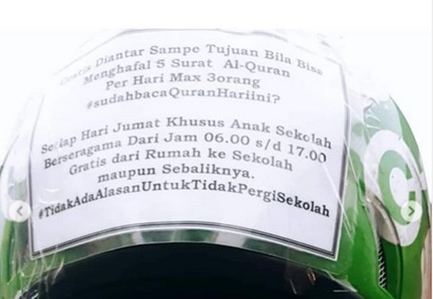 Gratiskan Tarif Bagi Pelajar dan Penumpang yang Hafal 5 Surat Al Quran Aksi Driver Ojol ini Tuai Pujian