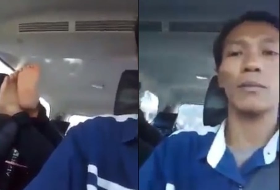 Penumpang Taxi Online Terekam Angkat Kaki ke Kursi Aksinya Bikin Netizen Sewot