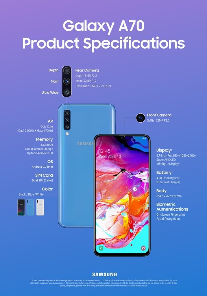 Spesifikasi Samsung Galaxy A70 di Indonesia