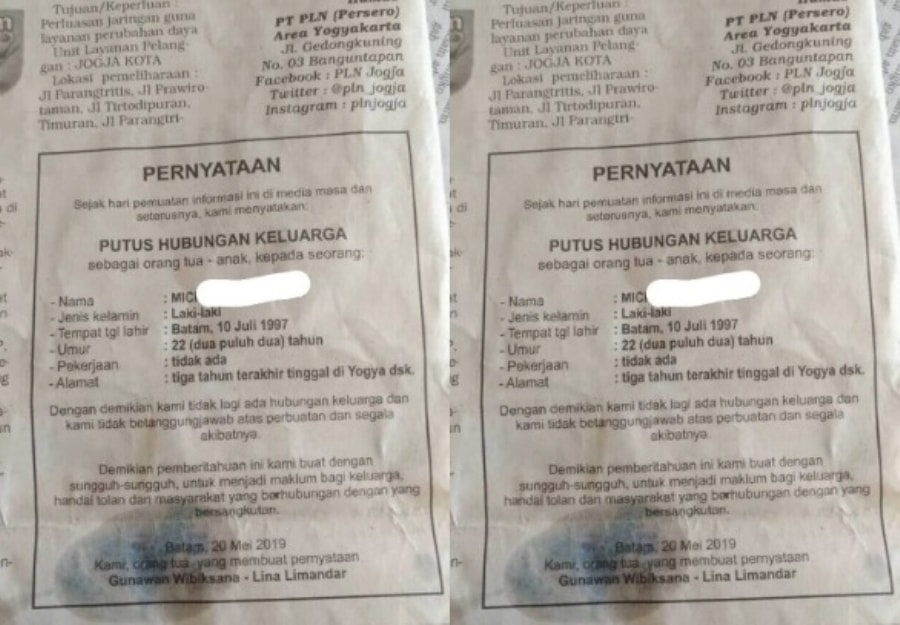 Tulis Pernyataan di Koran Orangtua Putuskan Hubungan Keluarga dengan Anaknya