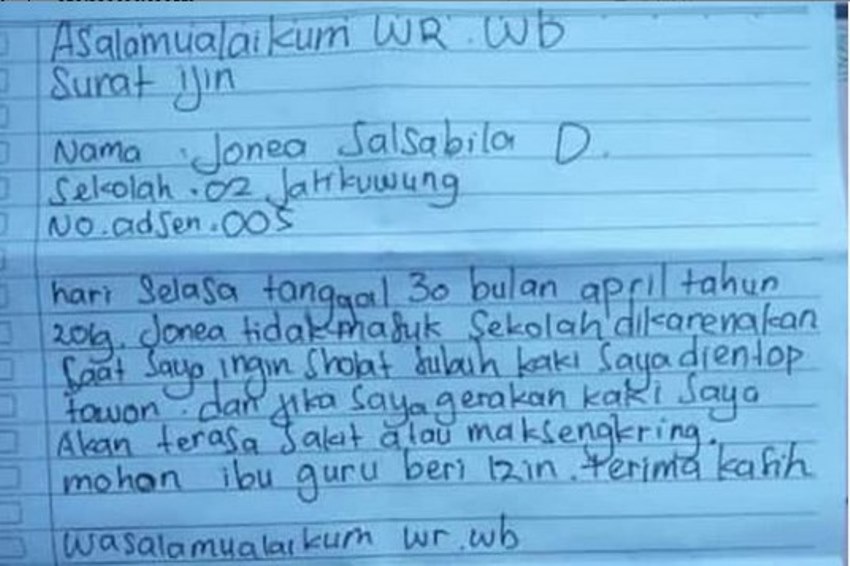 Gambar surat izin sekolah