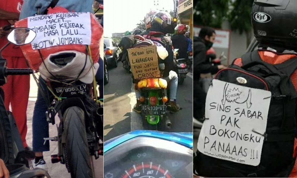 Meme Tulisan Mudik di Belakang Motor Ini Bikin Perjuangan Pulang Kampung Jadi Happy!
