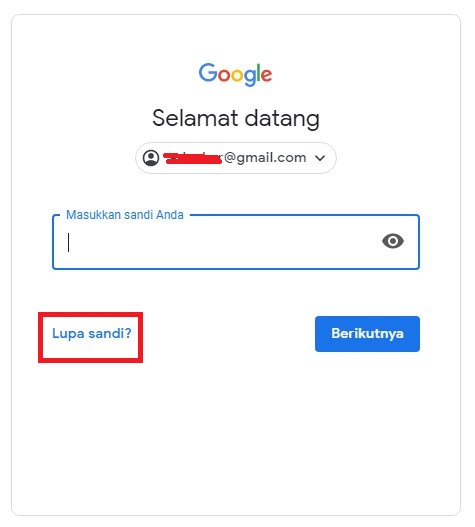 lupa password gmail android