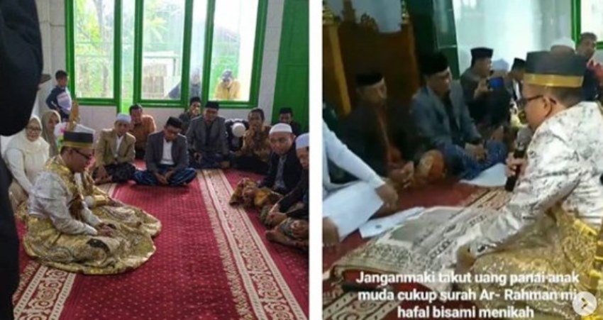 Bukan dengan Uang Panaik Milyaran Cowok ini Beri Mahar Surah Ar Rahman saat Nikahi Kekasihnya