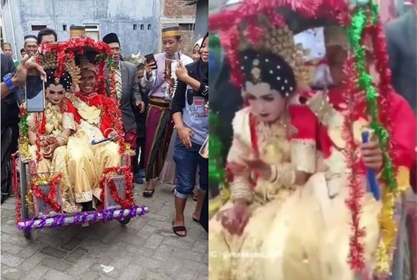 Rumah Hanya Berjarak 100 Meter, Pasangan Pengantin ini Naik Becak saat Mappenre Botting Rumah Hanya Berjarak 100 Meter Pasangan Pengantin ini Naik Becak saat Mappenre Botting