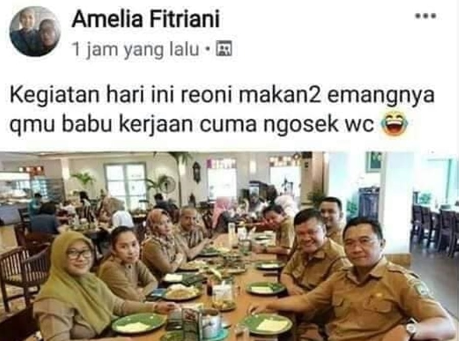 Viral PNS Menghina Babu Kegiatan hari ini reoni makan2 emangnya qmu babu kerjaan cuma ngosek wc