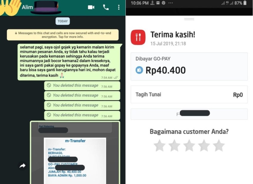 Antar Orderan Minuman dan Tumpah yang Dilakukan Driver Ojol ini Bikin Salut