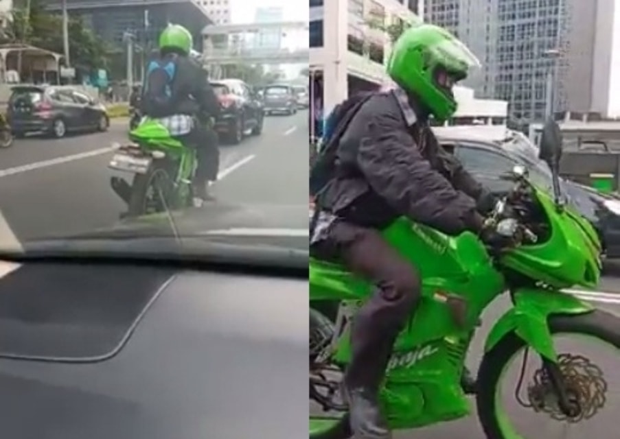 Bukannya Narik Gas tapi Digowes Penampakan Kawasaki Ninja Ini Bikin Pengguna Jalan Heboh Tertawa Ngakak
