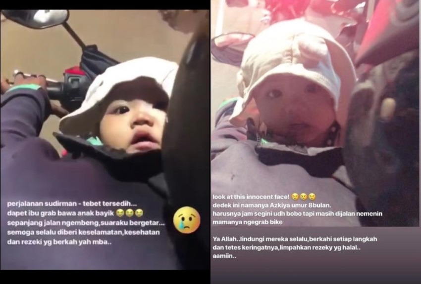 Demi Hidupi Kelima Anaknya Ibu Driver Ojol ini Kerja Sambil Bawa Bayinya yang Berusia 8 Bulan