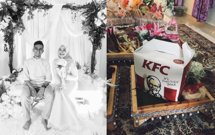 Selain Pakaian dan Cincin Cowok ini Bawa Sekotak Ayam Goreng KFC Sebagai Hantaran Lamaran