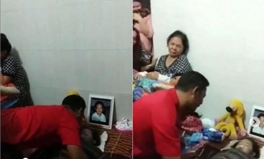 Viral Video Anggota TNI Nangis Dapati Anaknya Meninggal Dunia Dede Udah Tenang Disana