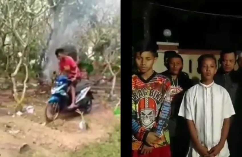 Viral Video Dua Remaja Kendarai Motor di Kuburan Pelaku Minta Maaf