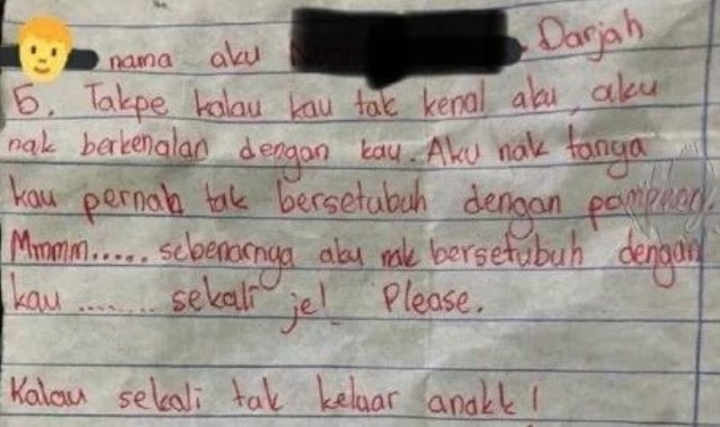 Miris Tulis Surat Cinta Untuk Gebetan Bocah 11 Tahun ini Ajak Berhubungan Seksual