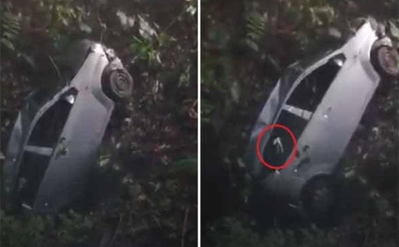 Serem Sosok Tangan Hantu Muncul Dari Dalam Mobil yang Diderek Keluar Jurang