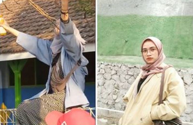 Aksi Luwes Wanita Joget Di Atas Pagar Viral Identitas yang Dijuluki Ukhti Santuy Terungkap