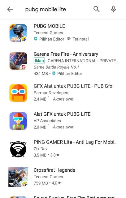 PUBG Mobile Lite hilang dari Play Store