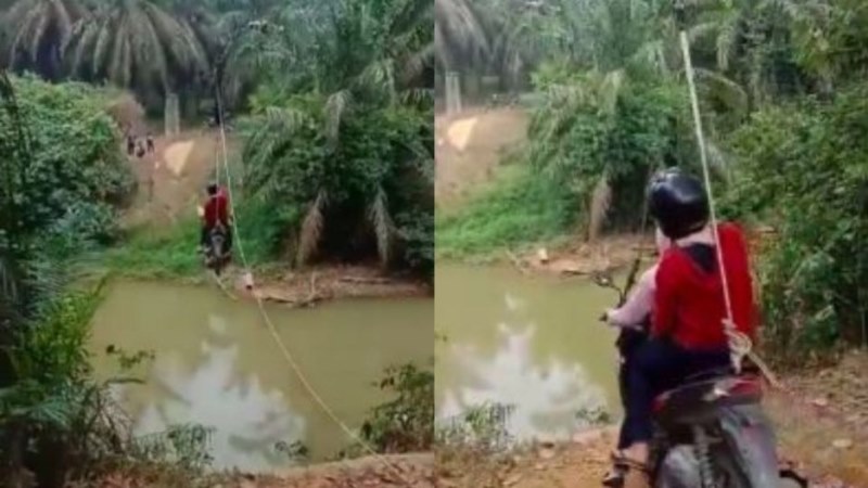 Terungkap Ini Lokasi Dua Wanita yang Sebrangi Sungai Pakai Flying Fox Motor