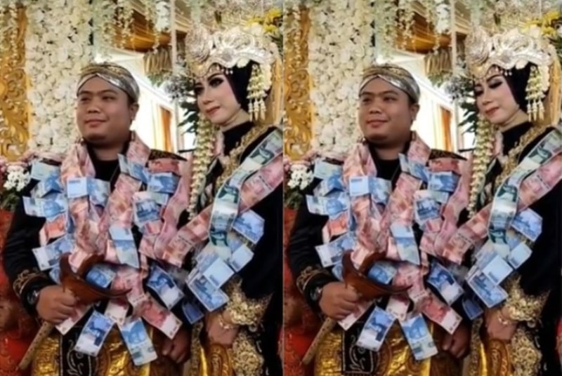 VIRAL Pasangan Pengantin Dikalungi Uang Saat Sesi Pemotretan, Netizen: Sultan Mah Bebas! VIRAL Pasangan Pengantin Dikalungi Uang Saat Sesi Pemotretan Netizen Sultan Mah Bebas