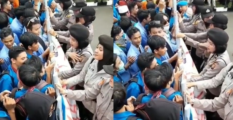 Berdiri di Barisan Depan Saat Jaga Demo Mahasiswa Deretan Polwan Cantik ini Bikin Gagal Fokus