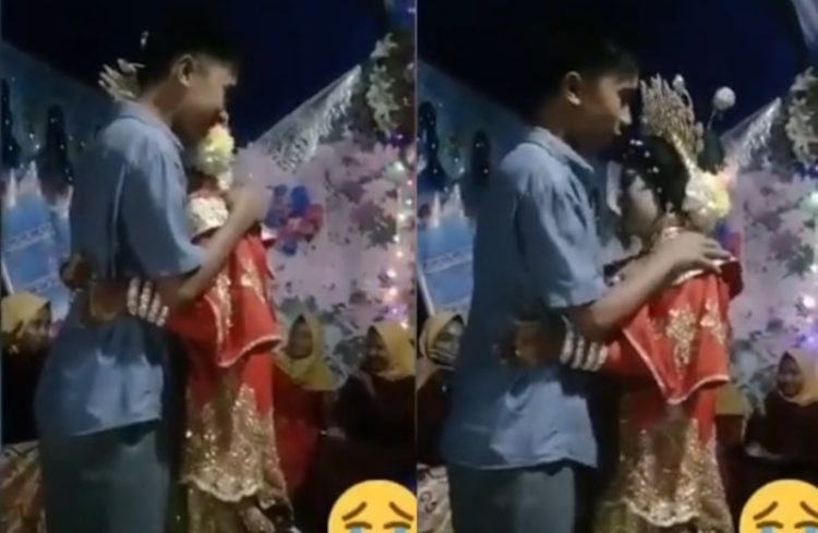 Bikin Baper Pengantin Wanita Ini Menangis Saat Dipeluk Mantan di Pelaminan