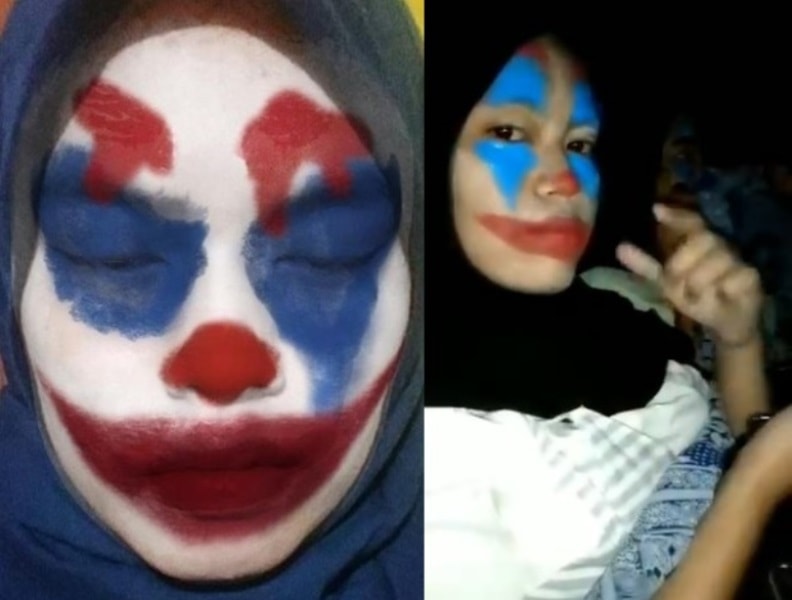 Gadis Nonton Film Joker Pakai Riasan Badut