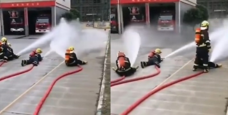 Latihan Jadi Pemadam Kebakaran Anak Ini Malah Alami Hal Tak Terduga