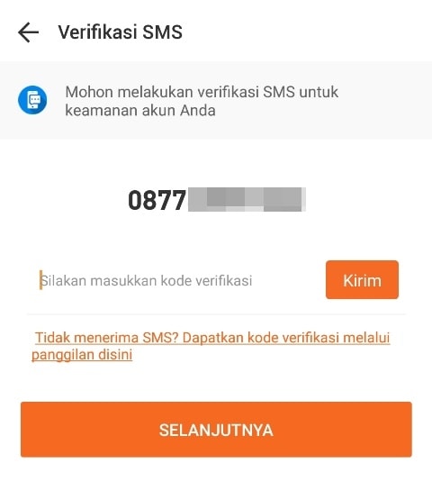 Verifikasi sms kta kilat di akulaku