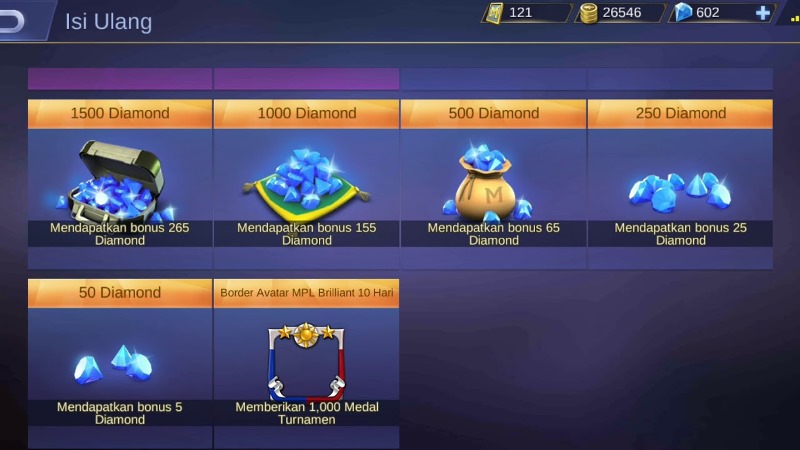 Cara top up diamond Mobile Legends