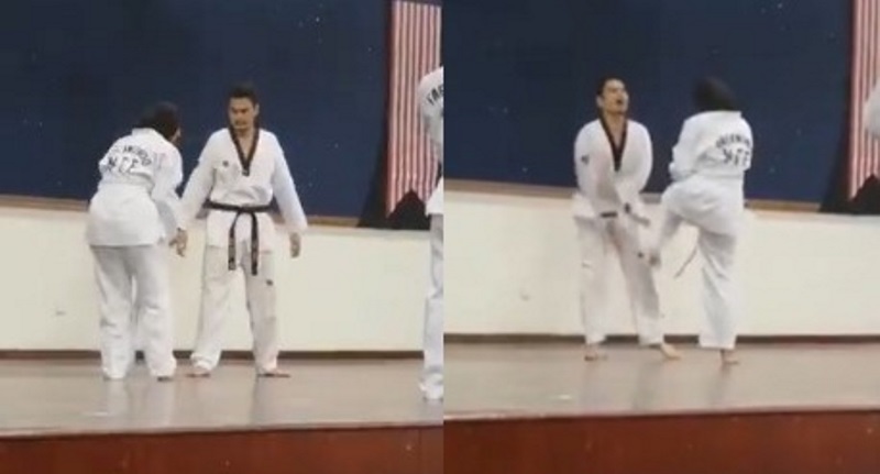 Latihan Gerakan Taekwondo Murid Cewek Tak Sengaja Malah Tendang Kelamin Gurunya