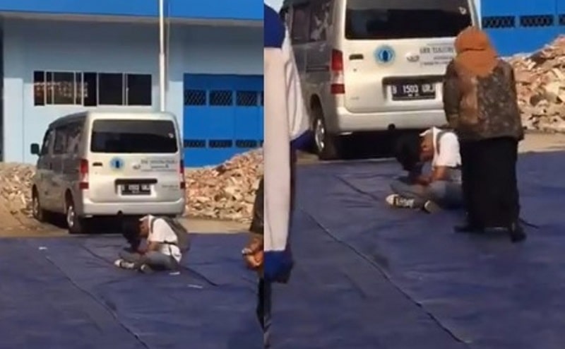 Tak Kuasa Menahan Kantuk Siswa ini Sampai Ketiduran di Tengah Lapangan