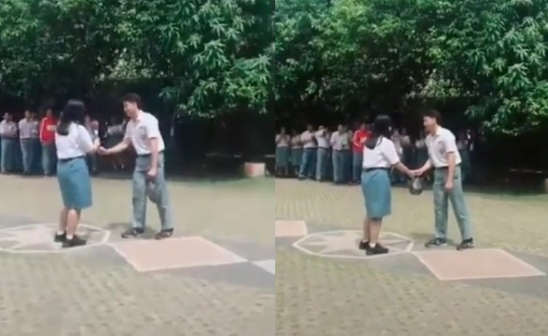 Romantis Banget Siswa ini Nyatakan Cinta ke Gebetan di Tengah Lapangan Sekolah