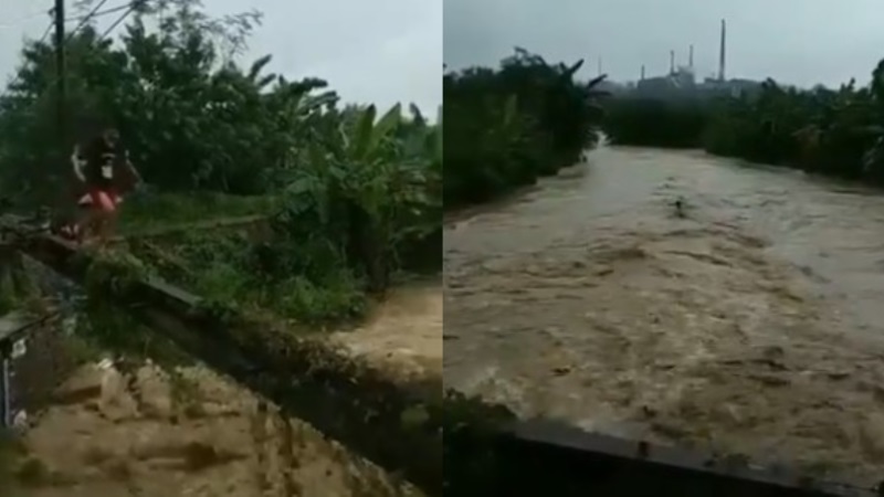 Sungai Meluap Pemuda ini Malah Sengaja Lompat Hingga Hanyut Terbawa Arus