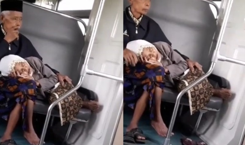 VIRAL Nenek Tidur di Pangkuan Kakek Saat di Perjalanan Naik Kereta Netizen Relationship Goals