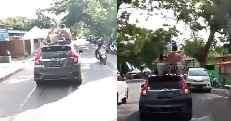 VIRAL Video Dua Pemuda di Bulukumba Mandi di Atap Mobil Aksinya Dikecam